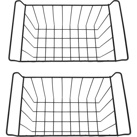 Freezer Wire Storage Basket, PE Coated Steel Freezer Wire Storage Organizer, 2-Pack Replacement Hanging Bins, Easy and Convenient Access (L (1/5)