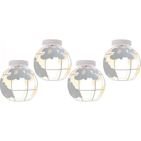 U-Do 4Pcs Plafonnier Industriel Créatif E27 20CM Vintage Lampe de Plafonde Cage en Fer Blanc (1/4)