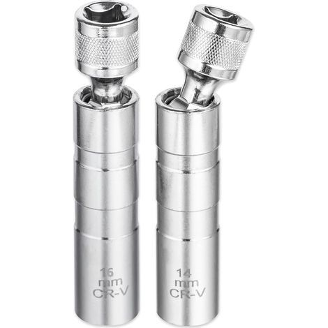 Douilles à bougies 14 mm et 16 mm, 2 clés à bougie magnétiques, clé à bougie universelle 12 pans 3/8", outil de démontage de bougies d'allumage pour voiture