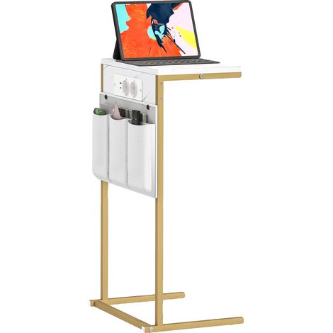 Table Console, Station de Charge USB, Construction en Bois, Blanc (1/5)