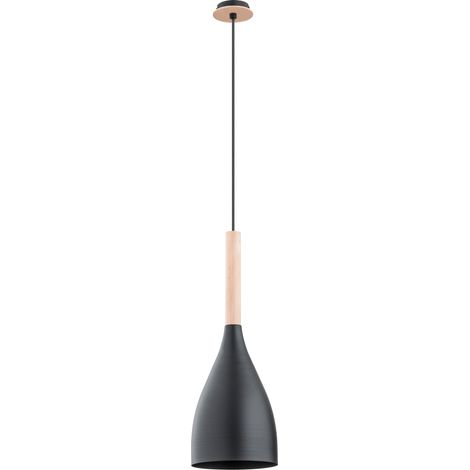 Suspension rustique noire bois Ø16 1L E27 Alfa Juice (1/4)