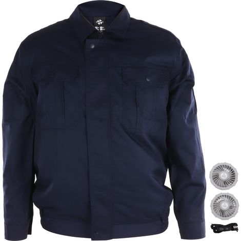 Veste ventilée rafraîchissante, dissipation thermique efficace, protection UV, vêtements climatisés avec ventilateurs pour travaux extérieurs sur les chantiers, taille XL, bleu foncé (1/5)