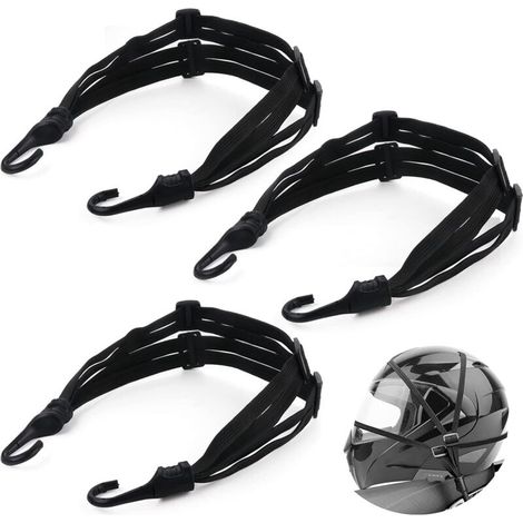 3 Sangle Bagage Elastique Avec Crochets Double,Ceinture De Sangle De Bagage Rétractable,Tendeurs Elastiqu En Nylon Noir Pour Vélo Casque De Moto Bagages Chariot Remorque Cargo(60-110cm) (1/5)