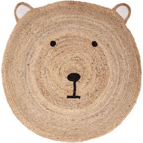 Tapis Enfant en Jute Tête Ourson 100cm Naturel (1/2)