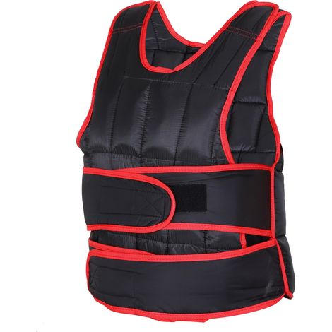 Giubbotto Zavorrato Unisex 20Kg 38 Pesi Singoli in Tessuto Oxford Nero e Rosso (1/5)