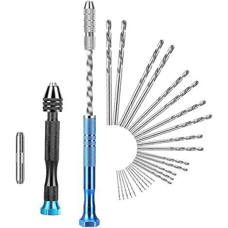 Jeu de 28 forets manuels de précision avec étau à broches et micro-forets hélicoïdaux de 0,5 à 3,0 mm, pour l'assemblage électronique (1/5)