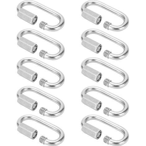 Lot de 10 Mousquetons Filetés à Vis, Liaison Rapide Chaîne pour Hamac, Camping, Remorque M5 (1/5)