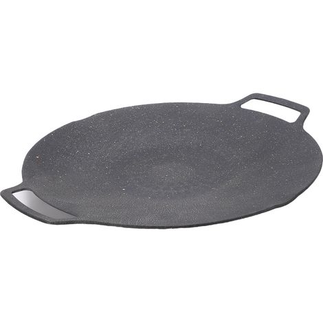 Poêle ronde BBQ grill revêtement antiadhésif pour induction plaque cuisson camping pique-nique fête extérieur (1/5)