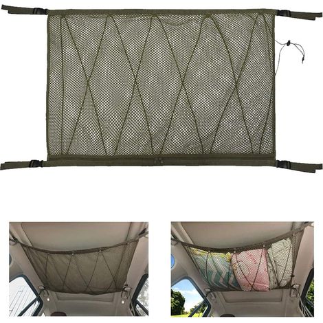 Car Storage Net - Interior Hanging Storage Bag Car Organizer with Drawstring, Top Luggage Holder (1/5)