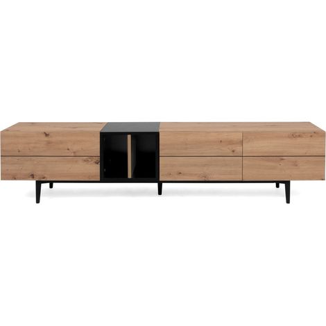 Meuble TV effet chêne et métal noir 195 cm - Sintra
