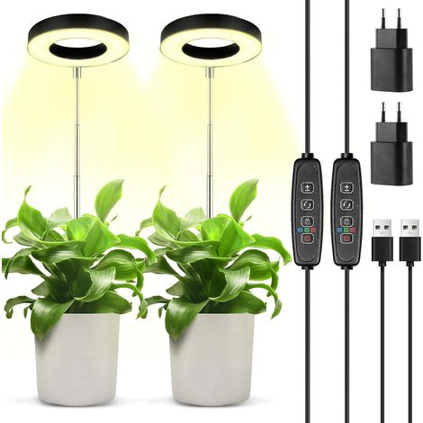 Lampe de culture LED à spectre complet – 9 niveaux de luminosité – Hauteur réglable 17 à 62 cm – Minuterie 3/6/12H pour soins des plantes (1/5)