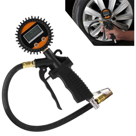 Universeller digitaler Reifenfüller für Autos und Motorräder, Reifendruckpistole mit Manometer, elektrische Luftpumpe (1/5)