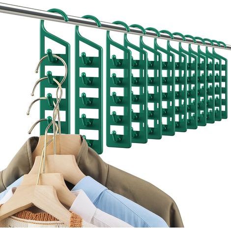 12 platzsparende Kleiderbügel – Robust – Kunststoff – Multifunktional für alle Kleidungsstücke und Accessoires (1/5)