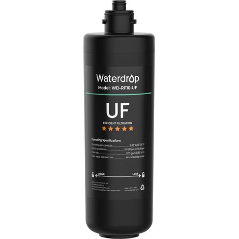 Waterdrop RF10-UF Catouche de filtre de rechange 0,01 micron pour filtre à eau sous évier 10UA/10UA-UF/10UB/10UB-UF, réduit le plomb, le chlore, le mauvais goût et les odeurs (1/5)