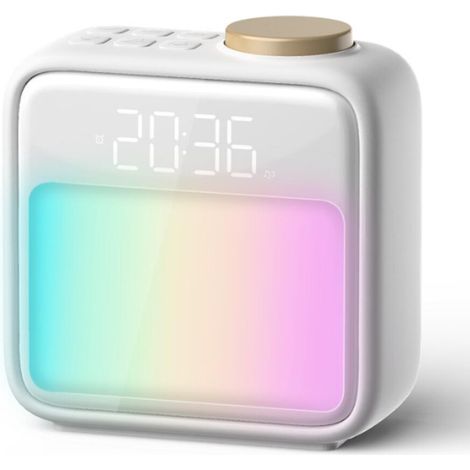 Réveil Lumineux, 6 Sons Naturels Simulateur D'aube avec 2 Alarmes, Réveil Numérique avec 5 Niveaux de Volume et 10 Couleurs LED, Fonction de Répétition Réveil Lumière du Jour pour Chambre et Salon