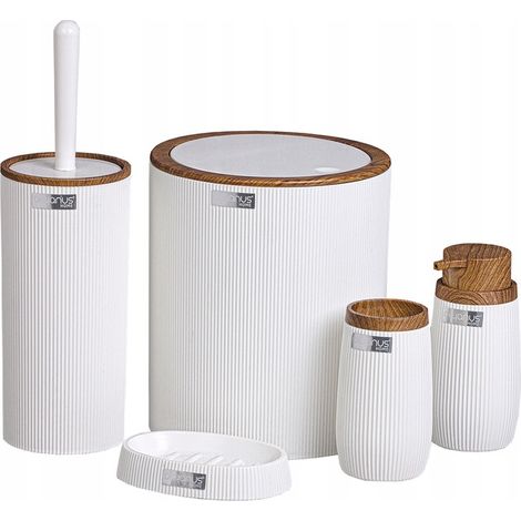 Set da bagno 5 pezzi, set da toilette bianco (1/3)