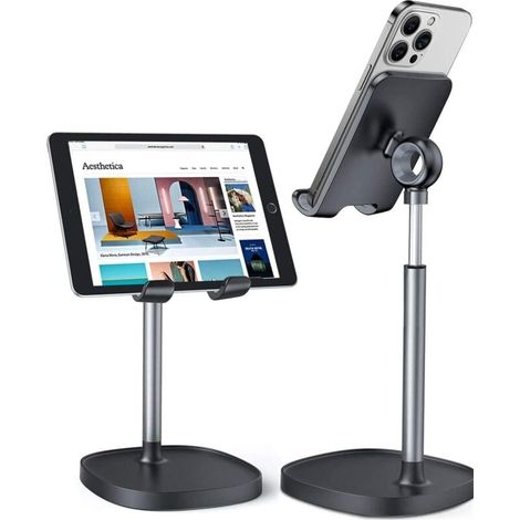 Organisateurs et accessoires de bureau Support de téléphone portable pour espace de travail Blanc Hauteur Angle réglable Support stable Support robuste (noir) (1/5)