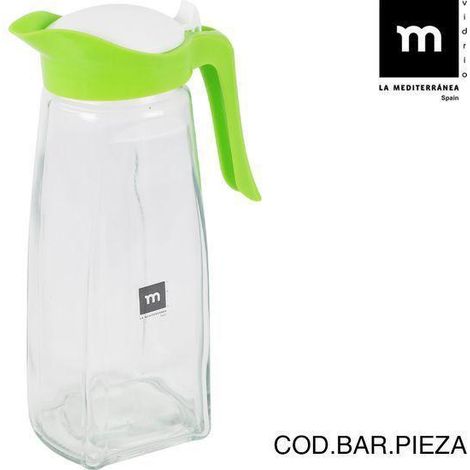 1,4 lts. jarra vidrio con tapa basculante asa verde para nevera mod optima lamediterranea