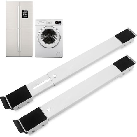 2 Pièces Support Réglable pour Machine à Laver, Base Anti-Dérapante - Blanc, Charge Max 300 kg (Lave-linge/Réfrigérateur/Canapé/Armoire) (1/5)