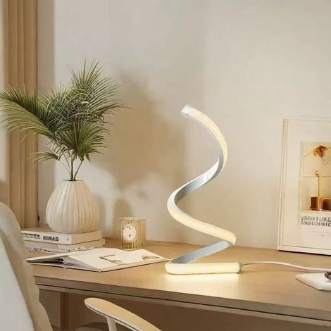 KLVGTIFS PU - Lampe de bureau spirale blanche moderne (sans base), 2 watts, lampe de bureau LED simple et réglable, alimentée par USB. (1/5)