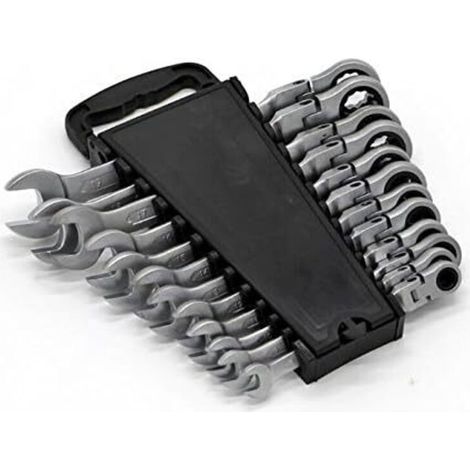 Metric Flexible Ratchet Head Wrench Handle Spanners DIY Hand Tools 12pcs/set Plastic Rack Package (1/5)