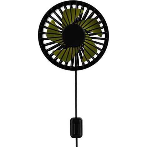 Car USB Fan with Night Light, 360 ° Rotating Clip Fan for Vehicle Air Circulation, 3-Speed Wind-Speed Air Conditioning Fan for Car, Truck, SUV, RV, Outdoor, Black (1/5)