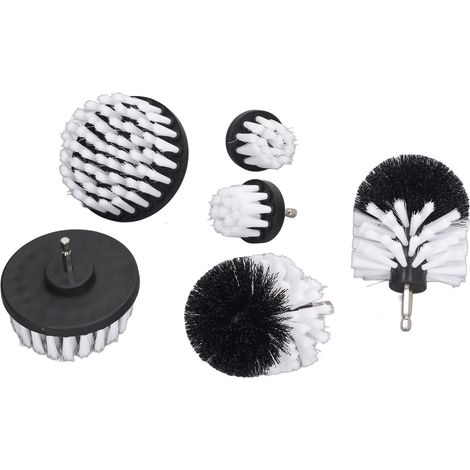 6Pcs Brosse de Nettoyage Blanche en Nylon Souple Résistante à l'Usure, Brosse Perceuse pour Murs, Coins et Carrelages (1/5)