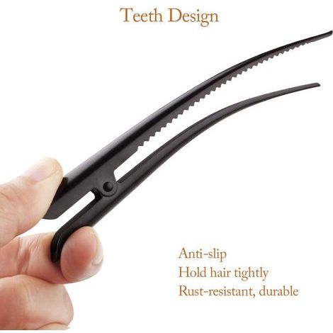 Set mit 12 Alligator-Haarspangen für professionelles Haarstyling, 12,7 cm lange, rutschfeste schwarze Metallspangen in Entenschnabelform, geeignet für Frauen und Mädchen mit dickem Haar (1/5)