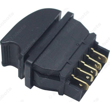 Automotive power window switch with 12V/24V wiring, 5-pin hook type, with blue indicator light and adapter cable. (1/4)