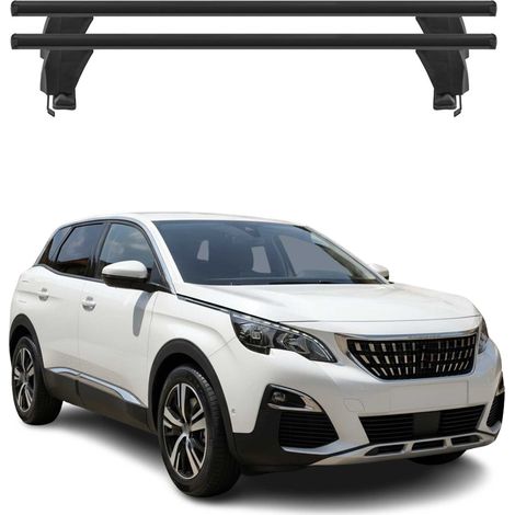 OMAC Dachträger Querträger Alu für Peugeot 3008 II 2016-2020 Pre-FL – Abschließbar – T-Nut – City-Crash-getestet – Max. 50 kg Schwarz (1/5)