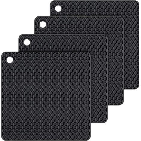 Protections pour induction - Protections pour casseroles - Protection carrée pour induction - Couvercle carré pour plaque de cuisson - Protection pour induction - Silicone - Noir (1/5)