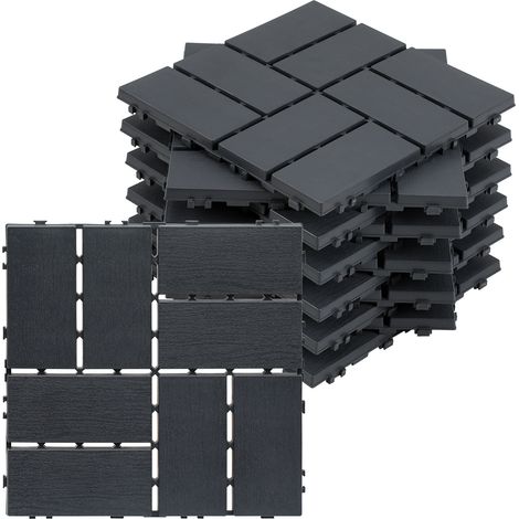 TolleTour Losetas para terraza, 11 piezas de 30 x 30 cm, losetas de plástico encajables, instalación rápida, losetas imitación madera marrón (1/5)