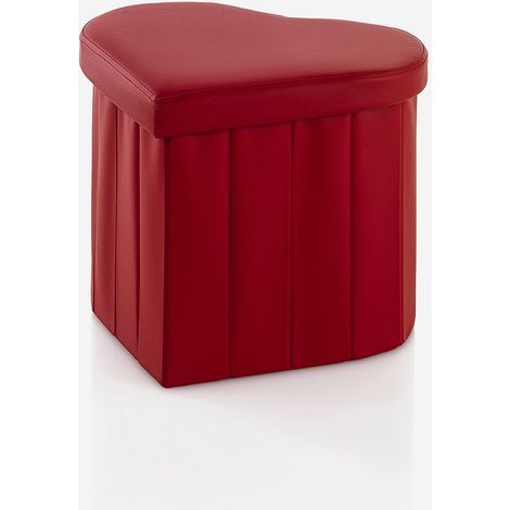 Pouf contenitore imbottito in similpelle Leif - Rosso (1/5)