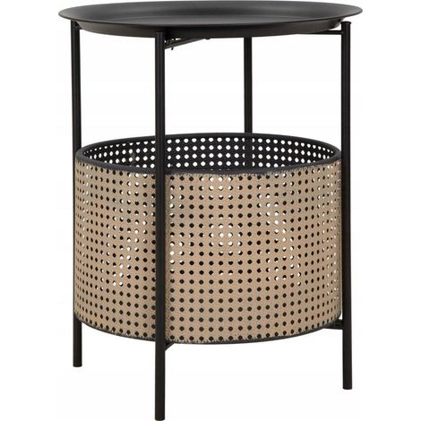Ferretti Mesa de Centro Redonda Negra 40 cm Diámetro 50 cm Altura (1/3)