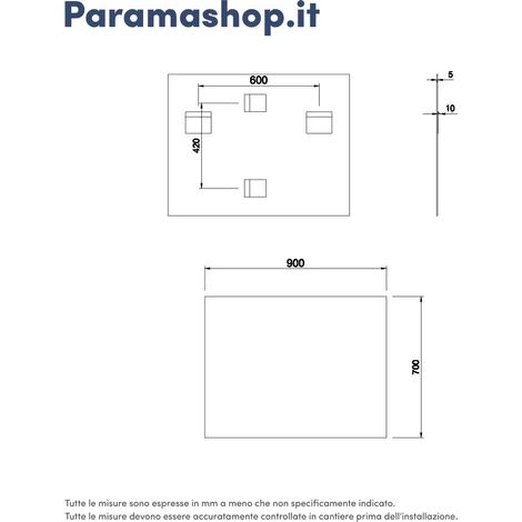 Specchio filolucido 70x90 cm installazione reversibile Easy