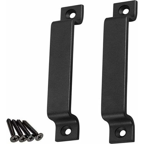 Maniglia per porta scorrevole, set di 2 maniglie in legno per cancelli/casette da giardino, pensili da cucina, porte, armadi, cassetti e mobili per camera da letto, colore nero. (1/4)