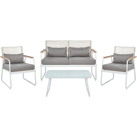 Lounge Set mit Tisch 4-Sitzer POMONTE Weiß Metall (1/5)