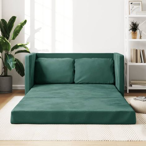 Bodensofa mit Schlaffunktion Dunkelgrün 122x204x55 cm Samt CFW129122 (1/5)
