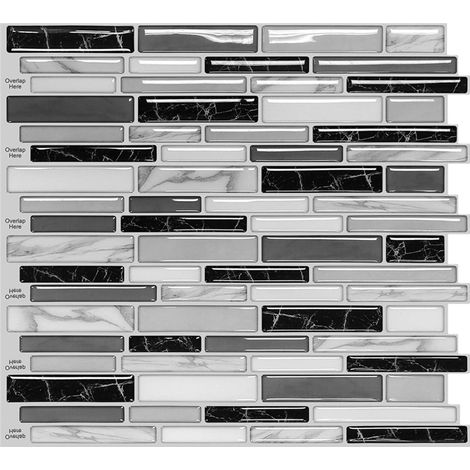 Autocollant Carrelage 3D - 30,5 x 30,5 cm - Auto-adhésif Étanche et Résistant à l’Humidité - Pour Cuisine Salle de Bains Murs - Lot de 10