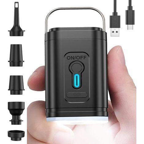 Electric air pump, mini portable multifunctional battery-powered air pump with 5 nozzles (1/5)