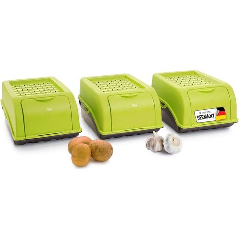 Boîtes rangement pommes de terre 3 x 3,5 L verte