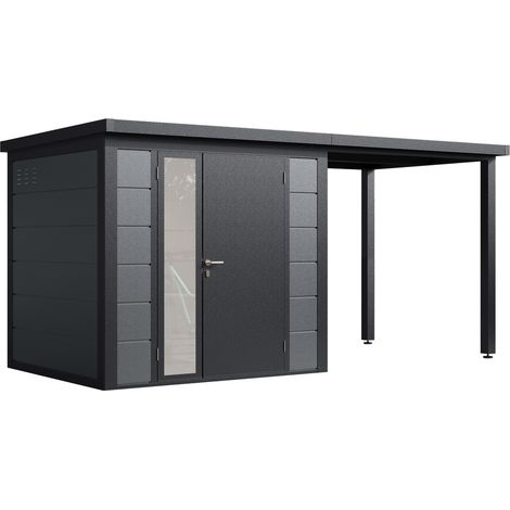 Finnhaus Wolff Metall-Gerätehaus "Linnea 4620", felsgrau, 450 x 200 cm (1/5)
