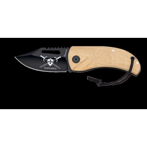 Cuchillo plegable Martinez Albainox templarios mango madera cuerda