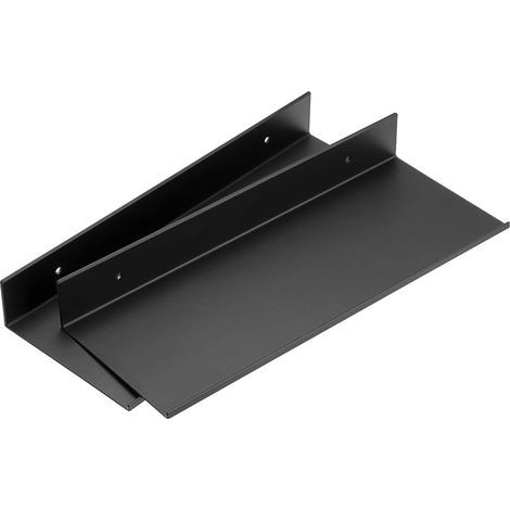 2 x étagères murales en alliage d'aluminium pour salle de bain, cuisine, chambre, salon (30 cm, noir) (1/5)