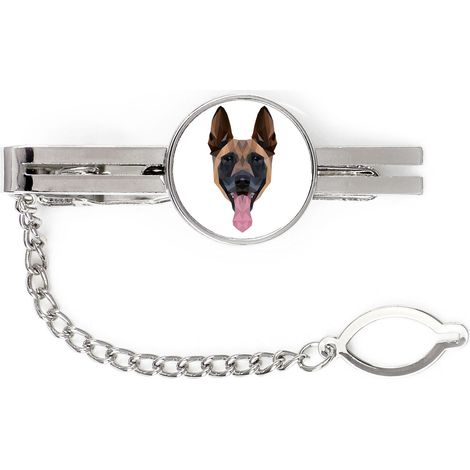 Malinois Belgischer Schäferhund - geometrische Krawattenklammer mit Foto und Aufschrift Art-Dog