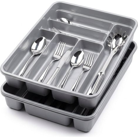Set 2 Portaposate / Organizzatore Cassetti Hemax Argento (1/4)