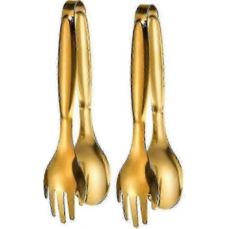 Pinces de cuisine en acier inoxydable doré, ensemble de 2 pièces, ustensiles de cuisine robustes avec poignées antidérapantes (1/5)