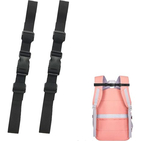 Cinghia pettorale regolabile, cinghia pettorale per zaini scolastici, zaino regolabile, spallacci robusti, cinghia pettorale in nylon con fibbia, nera, confezione da 2