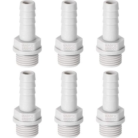Adaptateur raccord flexible PVC 6mm 15/64" Barbillon x1/8" G tuyau mâle 6Pcs 1/4"G x 8mm (1/5)