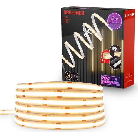 Ruban LED COB kit d’extension, 3000 K blanc chaud, découpable, autocollant, accessoire LED pour panneaux acoustiques, décoration intérieure, 2,6 m (1/5)